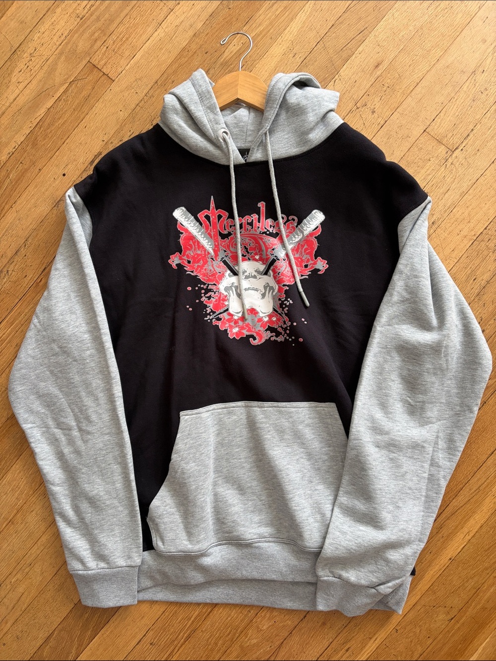 Men's Two-Tone Black & Gray Graphic Hoodie Sweatshirt